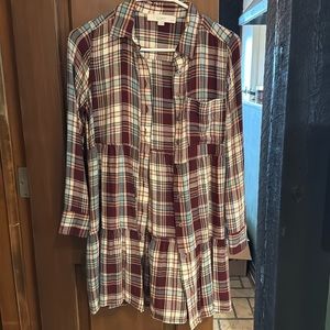 Loft Plaid Button Up Dress